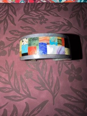Colorful Inlay Stone Cuff Bracelet